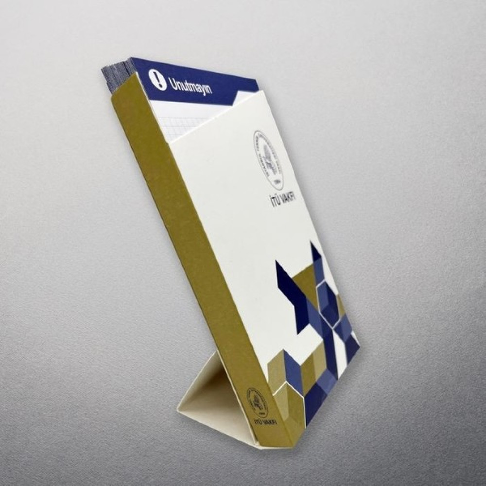 İTÜ Vakfı Logolu Not Kartları - Kutulu / Standlı - Beyaz - Lacivert - Kutulu Not Kartı - 8 x 13,5 cm Not Defteri & Bloknot Fiyatı
