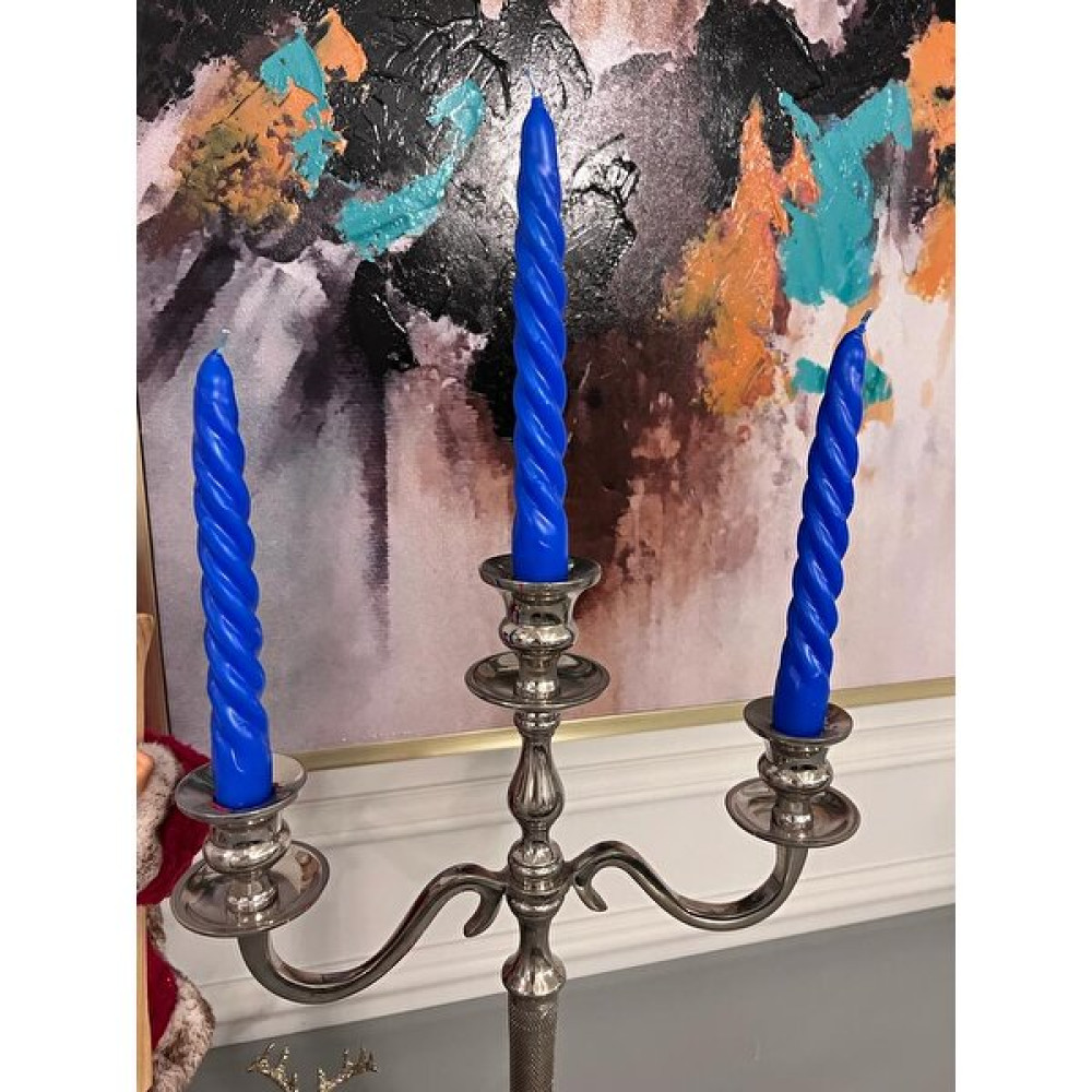 Iv Candles Homedecor 3'lü Mavi Burgulu Şamdan Mumu Dekoratif Mum Fiyatı