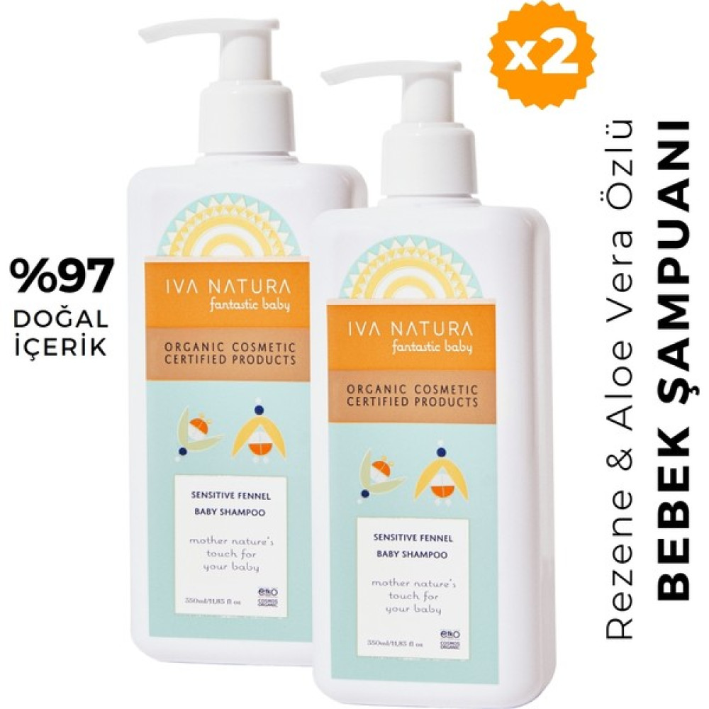 Iva Natura 2'li Organik Sertifikalı %97 Doğal Bebek Saç ve Vücut Şampuanı Aloe Vera ve Rezene Özlü 350ML Bebek Şampuanı Fiyatı