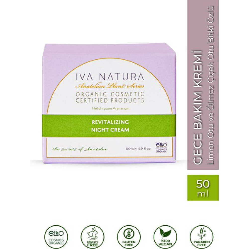 IVA NATURA Organik Canlandırıcı Gece Kremi Limon Otu ve Ölmez Çiçek Otu 50 ML Nemlendiriciler Fiyatı
