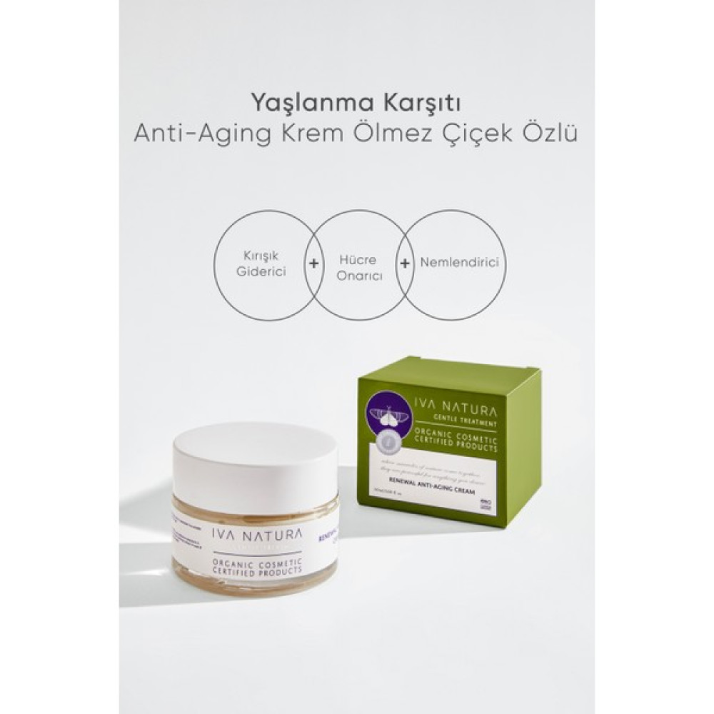 IVA NATURA Organik Hyaluronik Asit İçeren Anti-Aging Krem Ölmez Otu Çiçeği Özlü 50 ML Nemlendiriciler Fiyatı