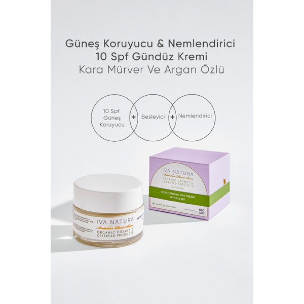 IVA NATURA Organik Nemlendirici 10 SPF Gündüz Kremi Buğday Ruşeym Özlü 50 ML Nemlendiriciler Fiyatı