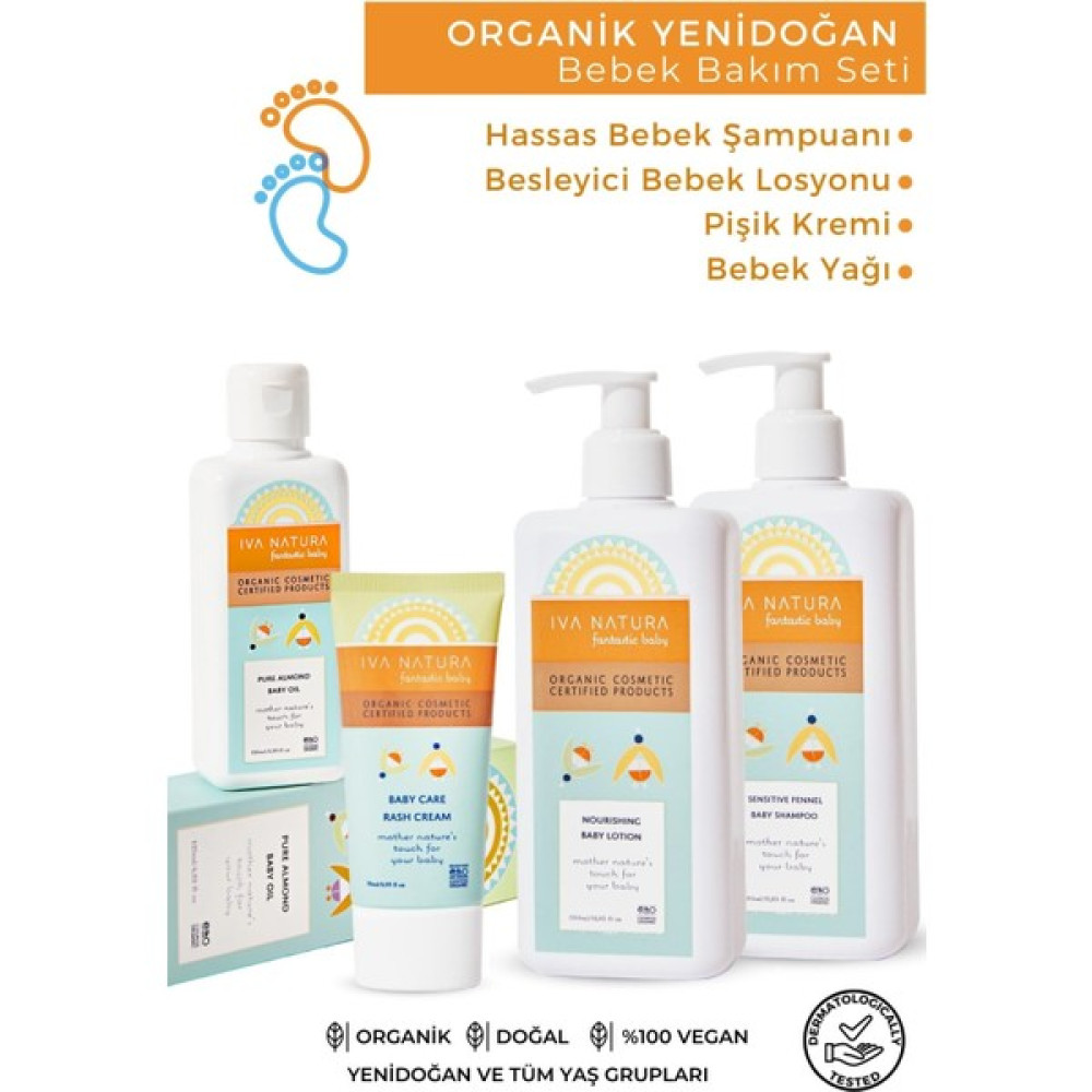 Iva Natura Organik Yenidoğan Bebek Bakım Seti - Bebek Şampuanı, Pişik Kremi, Bebek Losyonu, Bebek Yağı - Renkli Bebek Bakım Seti Fiyatı