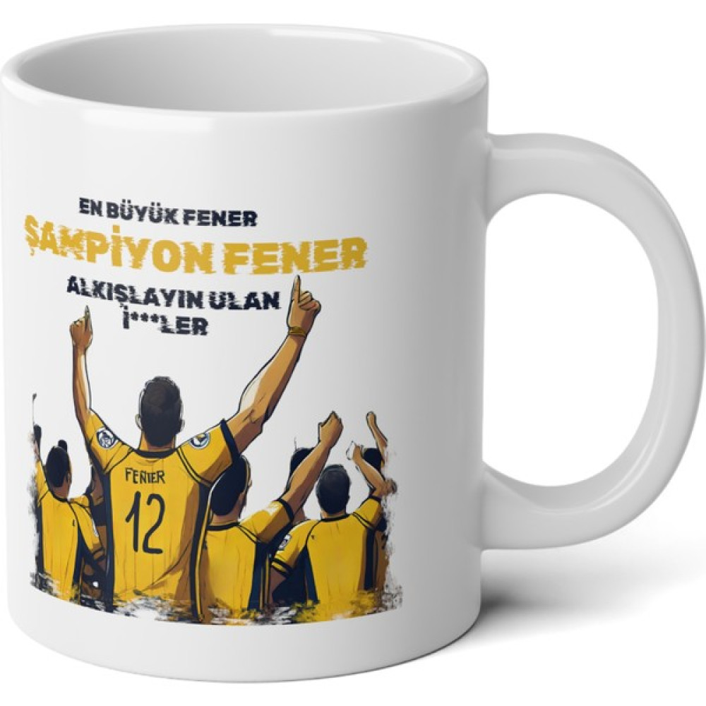Ivart En Büyük Fener Şampiyon Fener Baskılı Premium Porselen Kupa Bardak (Fenerbahçe) - Beyaz - 300 ml Fincan / Bardak / Kahve Takımı Fiyatı