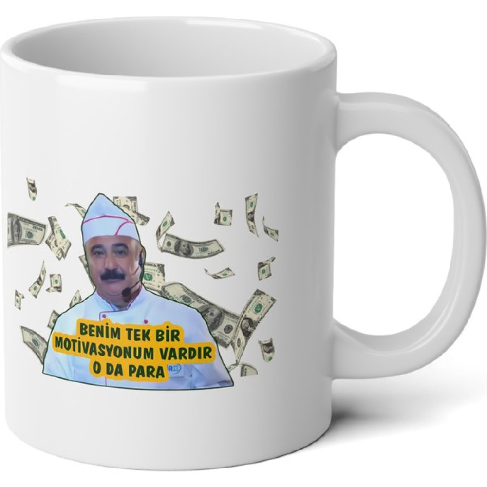 Ivart Erdal Bakkal-Benim Tek Bir Motivasyon Kaynağım Vardır O Da Para-Baskılı Premium Porselen Kupa Bardak - Beyaz - 330 ml Fincan / Bardak / Kahve Takımı Fiyatı