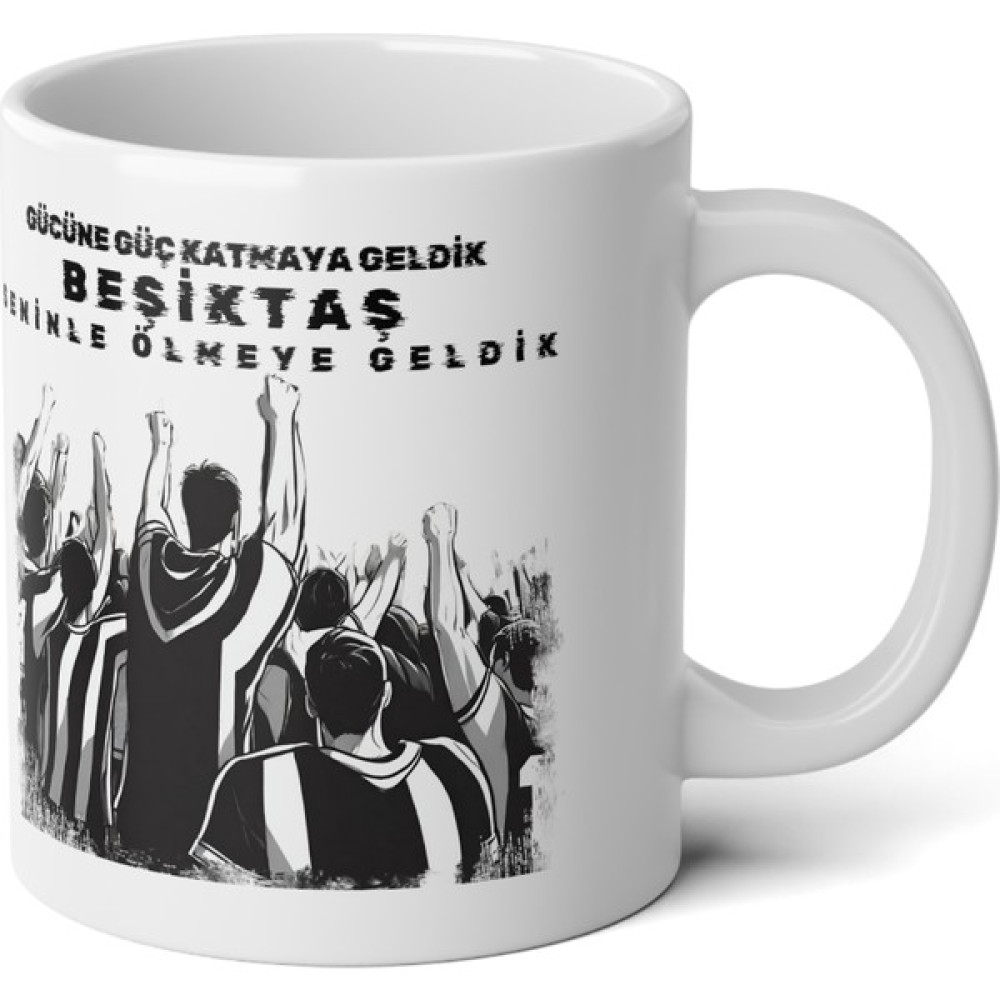 Ivart Gücüne Güç Katmaya Geldik Beşiktaş Baskılı Premium Porselen Kupa Bardak (Kara Kartal) - Beyaz - 330 ml Fincan / Bardak / Kahve Takımı Fiyatı