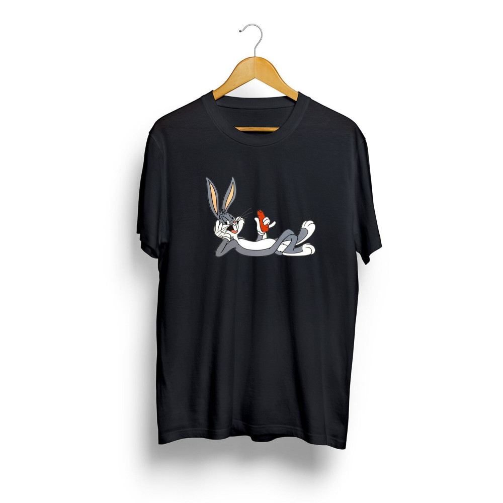 IvırZıvır Unisex Siyah Bugs Bunny Baskılı Oversize T-shirt L/XL Beden Bayan T-shirt Fiyatı