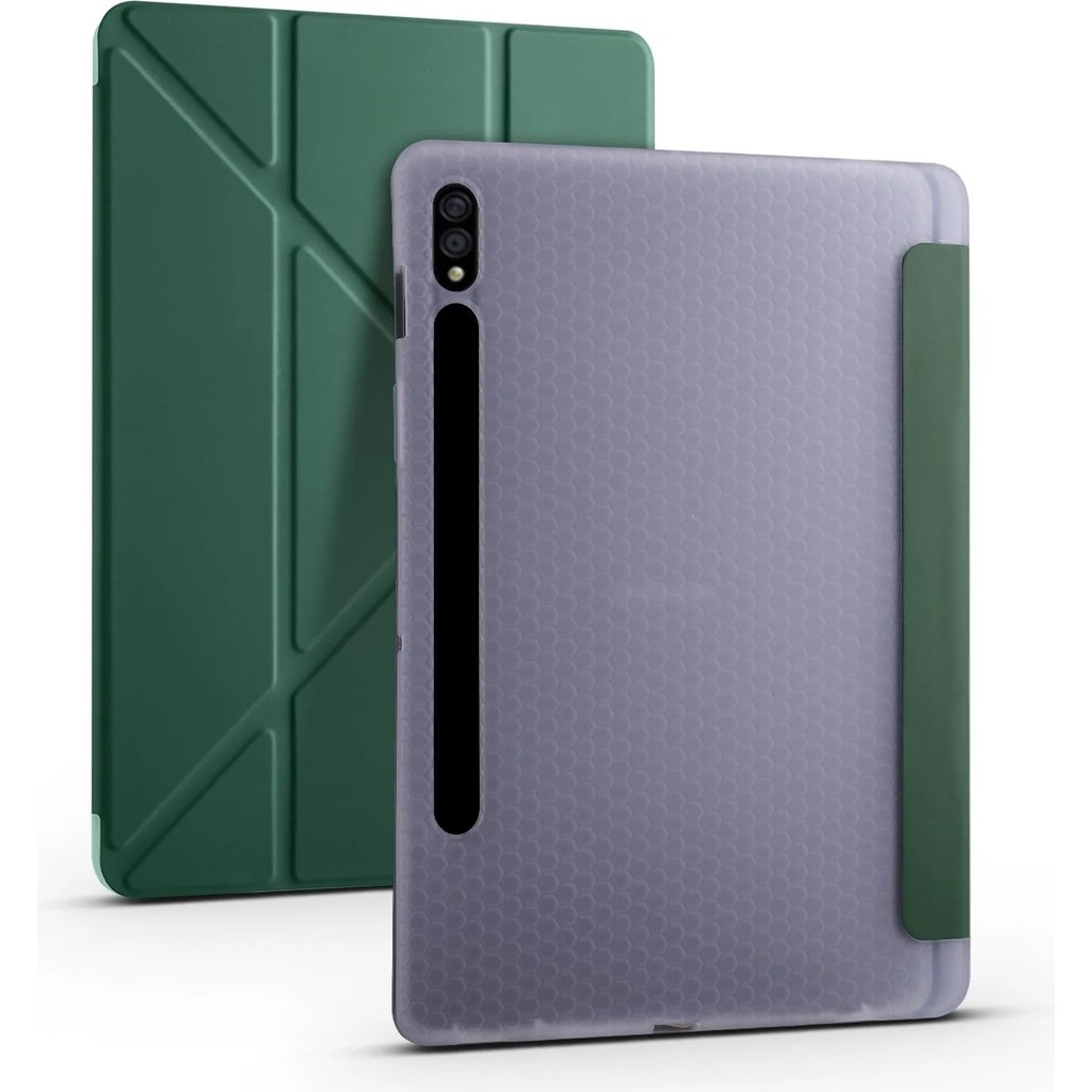 Ivoomi Ivoomi samsung Galaxy Tab S7 Fe/s7 S8 Plus T970/X800/T733/T737/T736 12.4"kalemlikli Trifolding Kılıf - Koyu Yeşil Kalem & Yazı Gereçleri Fiyatı