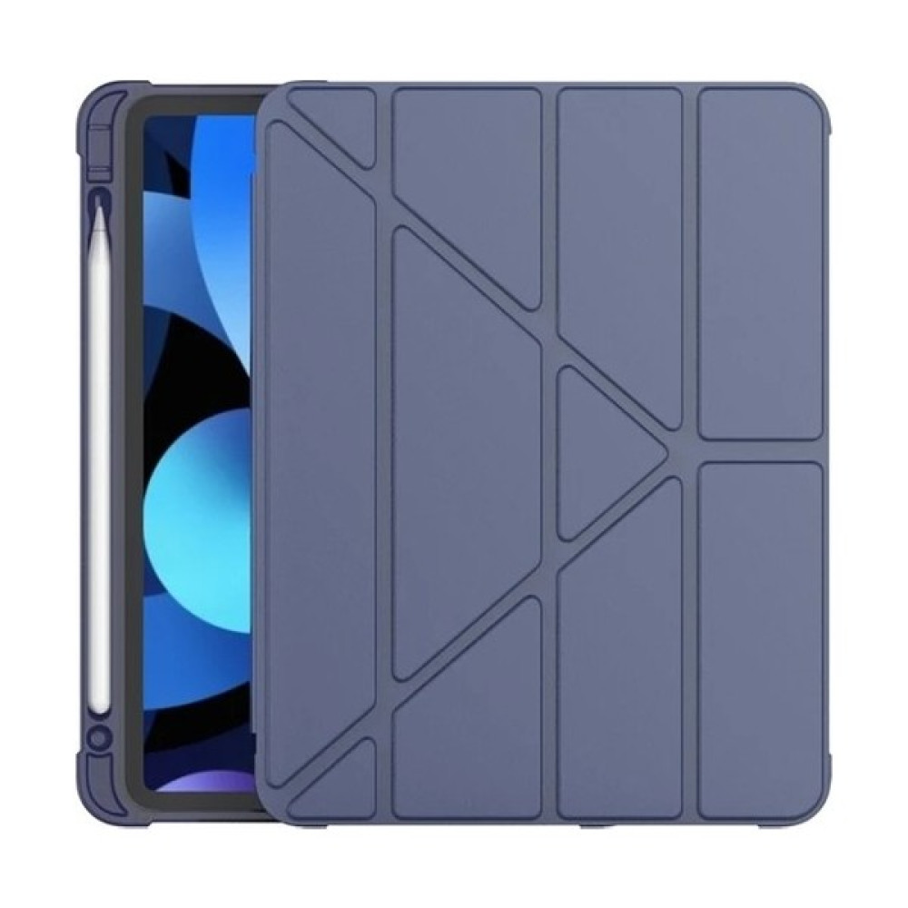 Ivoomi Samsung Galaxy Tab A8 10.5 SM-X200 2021 X205 X207 Tablet Kılıfı Kalem Bölmeli Yumuşak Silikon Trifolding Üçgen Standlı Lüx Case Smart Cover - Lacivert Tablet Kılıfı Fiyatı