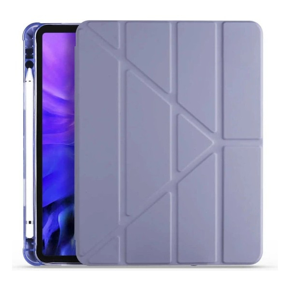 Ivoomi Samsung Galaxy Tab A8 10.5 SM-X200 2021 X205 X207 Tablet Kılıfı Kalem Bölmeli Yumuşak Silikon Trifolding Üçgen Standlı Lüx Case Smart Cover - Lila Tablet Kılıfı Fiyatı