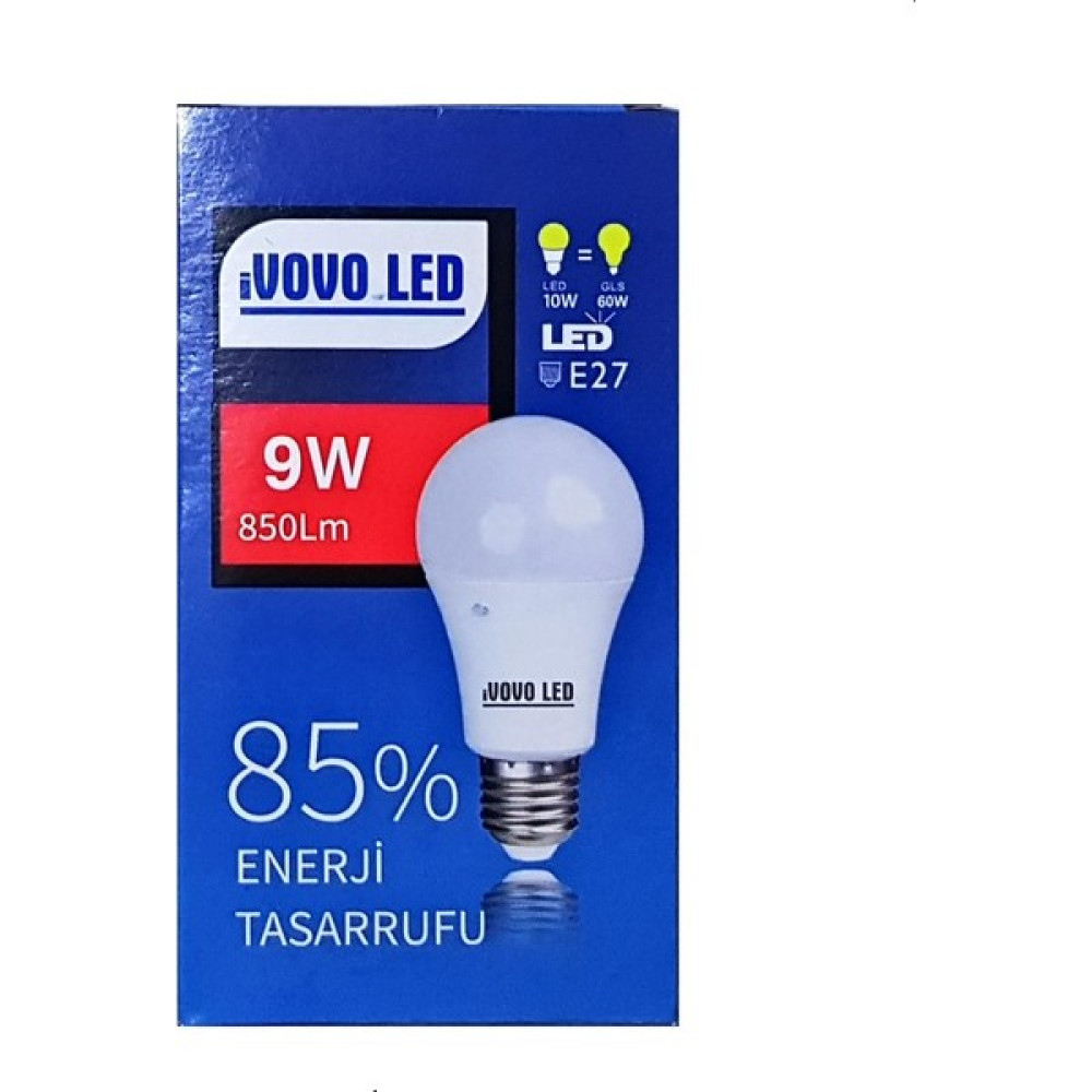 Ivovo 9W E27 Duy LED Ampul Beyaz Renk 6500 Kelvin 850 Lümen 1 Adet Led Aydınlatmalar Fiyatı