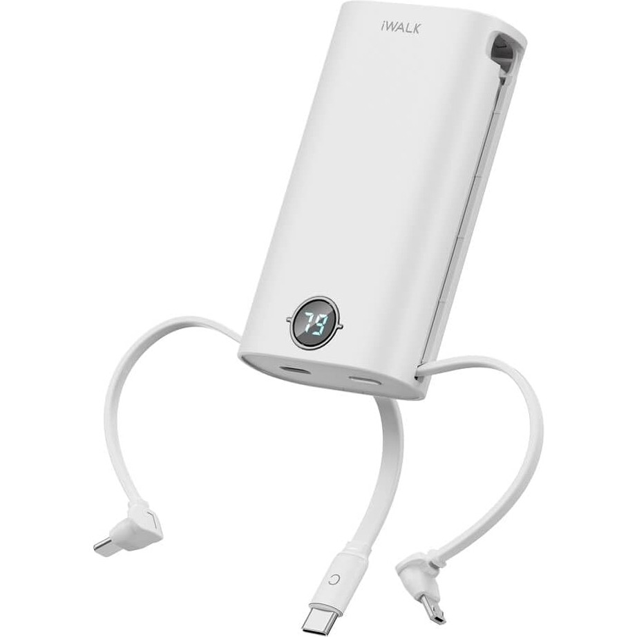 Iwalk Powersquid Pd 18W Dahili 3 Kablolu Dijital Göstergeli 9.000MAH Powerbank - Beyaz Taşınabilir Şarj Cihazı - Powerbank Fiyatı