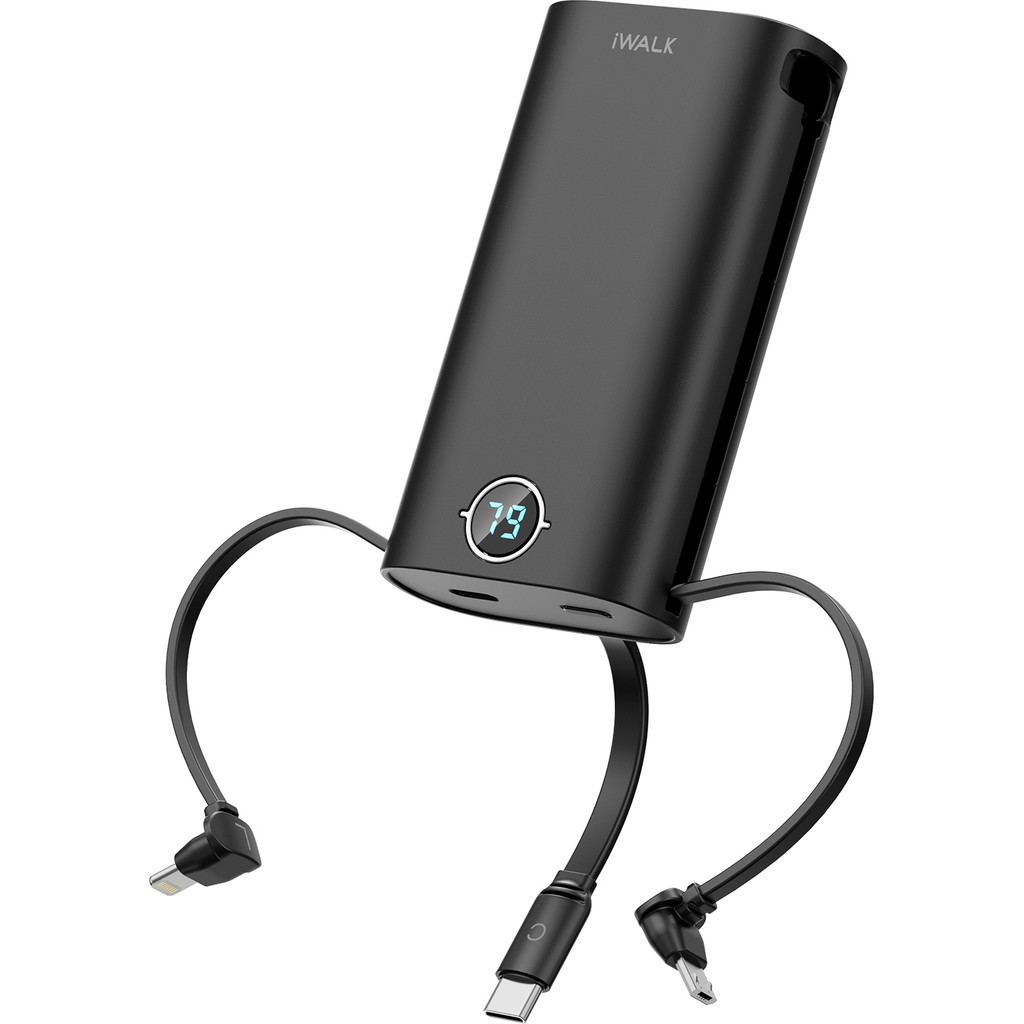 Iwalk Powersquid Pd 18W Dahili 3 Kablolu Dijital Göstergeli 9.000MAH Powerbank - Siyah Taşınabilir Şarj Cihazı - Powerbank Fiyatı