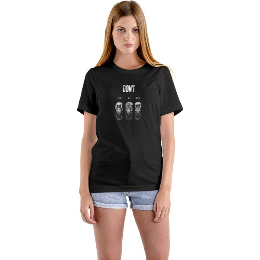 İwie Siyah Oversize Bisiklet Yaka Örme Baskılı Tişört Bayan T-shirt Fiyatı