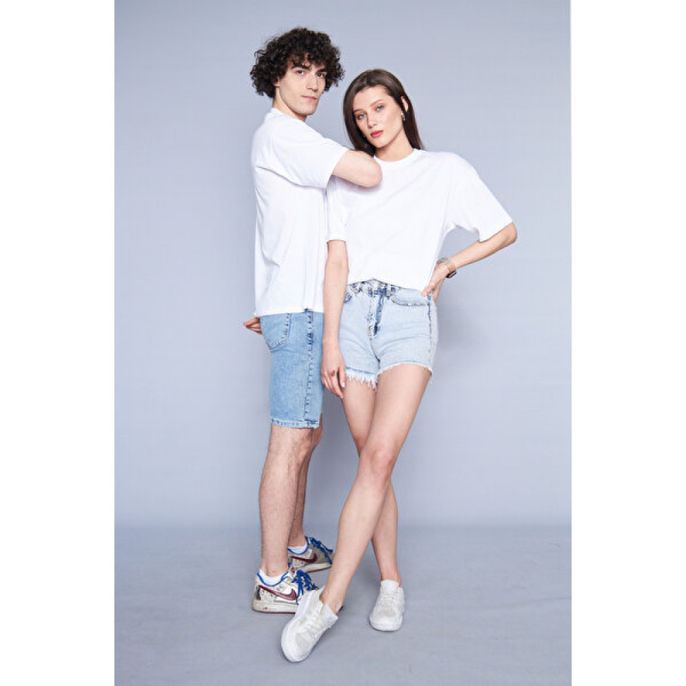 İxir Beyaz Pamuk Oversize Geniş Kalıp T-Shirt Bayan T-shirt Fiyatı