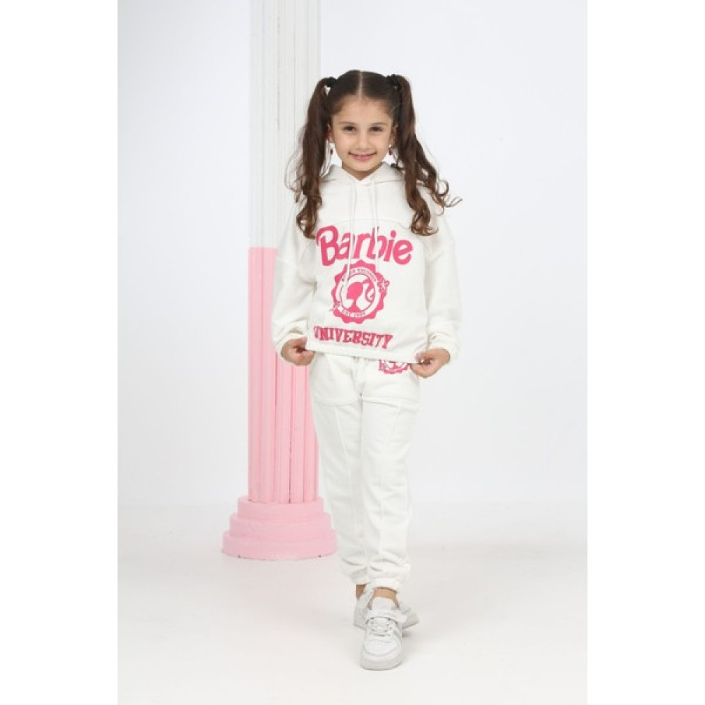 İxos Kids Club Kız Çocuk Kapşonlu Barbie University Baskılı Eşofman Takımı MINAH-06030015 Kız Çocuk Eşofman Fiyatı