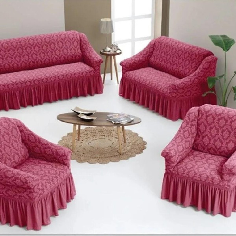 IYDGAH Jakarlı 3+2+1+1 Koltuk, Kanepe, Çekyat Örtüsü Yıkanabilir Likralı Esnekl Koltuk Örtüsü - Bordo - 180 x 230 cm Koltuk & Kanepe Örtüsü Fiyatı