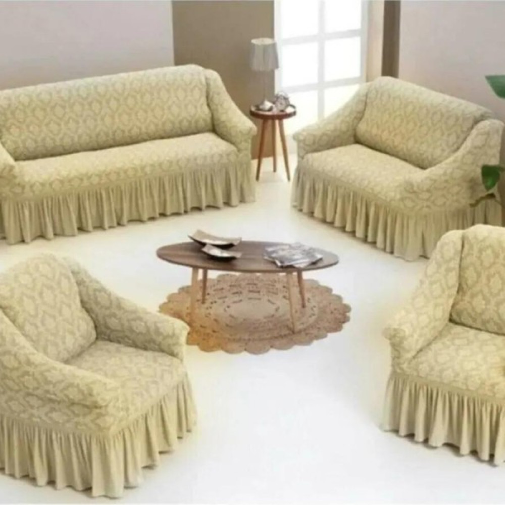 IYDGAH Jakarlı 3+2+1+1 Koltuk, Kanepe, Çekyat Örtüsü Yıkanabilir Likralı Esnekl Koltuk Örtüsü - Sütlü Kahve - 180 x 230 cm Koltuk & Kanepe Örtüsü Fiyatı