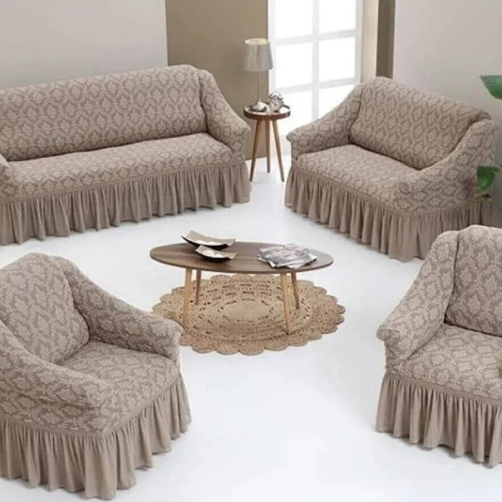 IYDGAH Jakarlı 3+2+1+1 Koltuk, Kanepe, Çekyat Örtüsü Yıkanabilir Likralı Esnekl Koltuk Örtüsü - Taş - 180 x 230 cm Koltuk & Kanepe Örtüsü Fiyatı