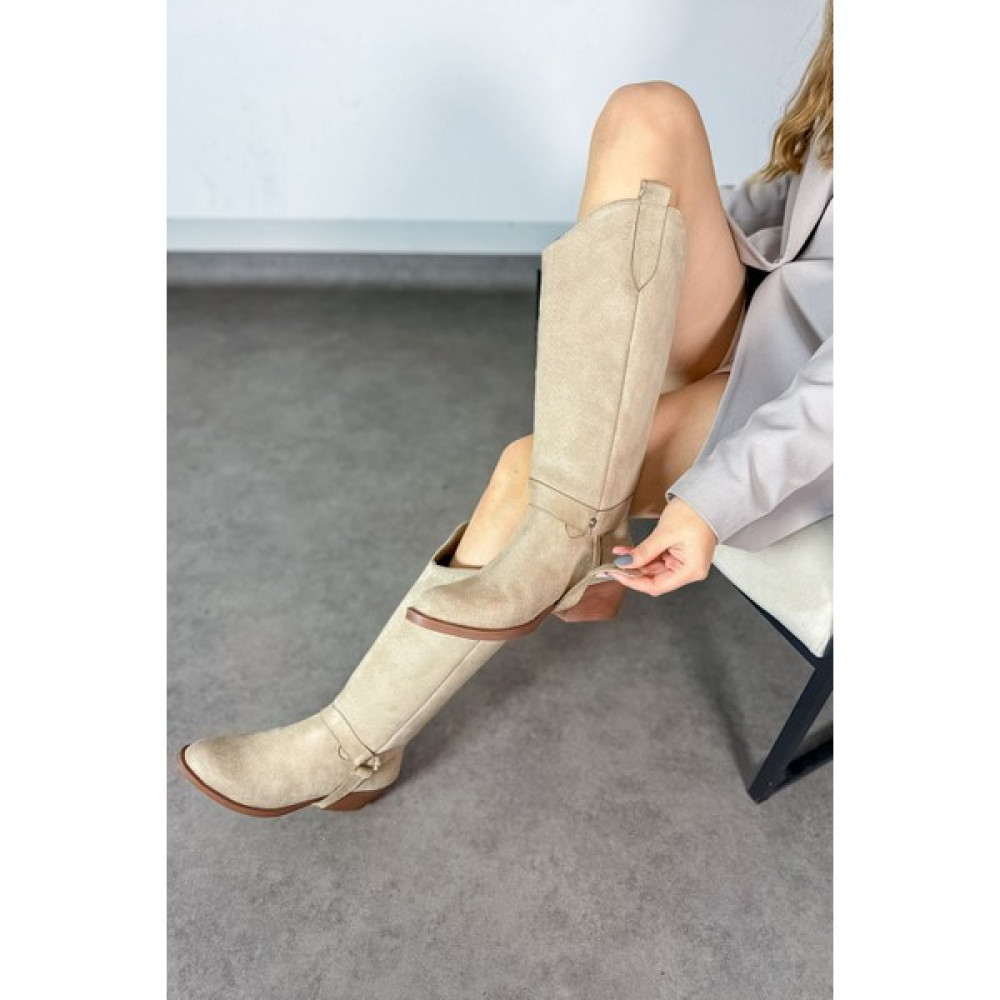 İye Shoes Amaris Bej Süet Çizme Kadın Çizmeleri Fiyatı