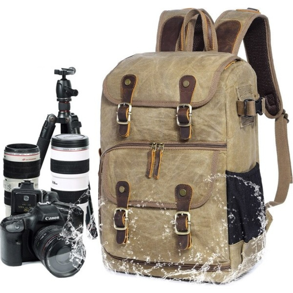 İyi Çanta Batik Fotoğraf Makinesi Çantası Kanvas Fotoğraf Makinesi Sırt Çantası Canon/sony/nikon Içın (Yurt Dışından) - Haki Çantalar Fiyatı