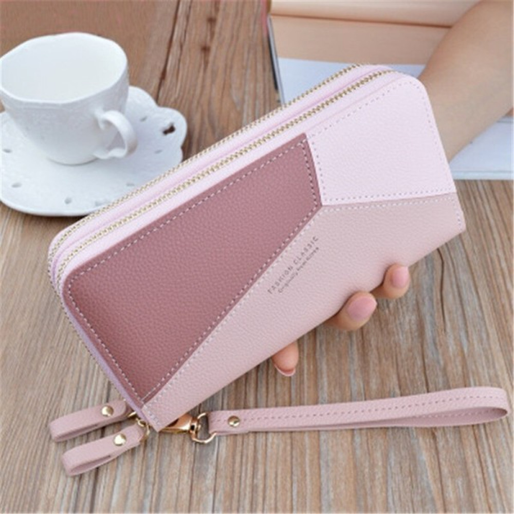 İyi Çanta Çıft Fermuarlı Cüzdan Kadın Debriyaj Kadın Uzun Dikiş Kontrast Renk Çıft Katmanlı Cüzdan Telefon Çantası Cartera Mujer (Yurt Dışından) Bayan Cüzdan Fiyatı