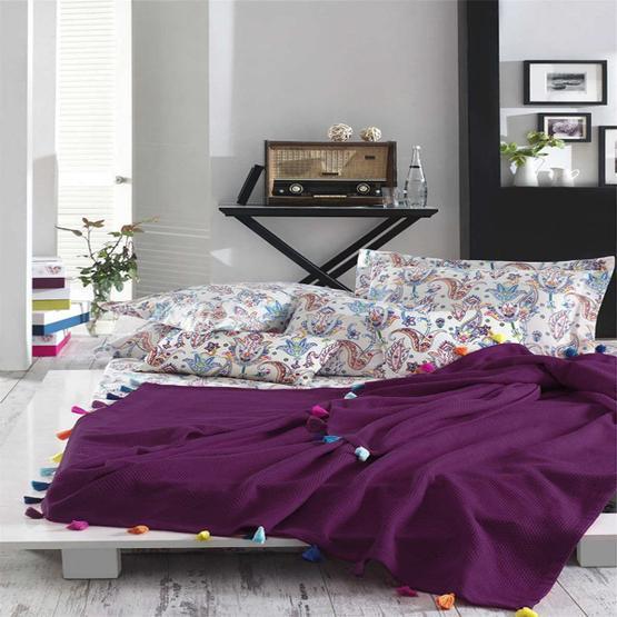 İyi Geceler İstanbul Up Style Mürdüm Çift Kişilik Pike Takımı