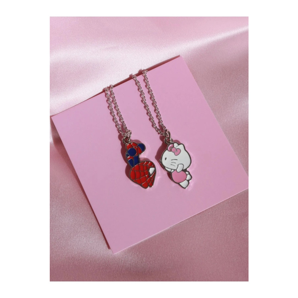 İYİ MODA 2 Adet Hello Kitty Ve Spider-Man Çift Kolye 2li Beden Bijuteri Kolye Fiyatı