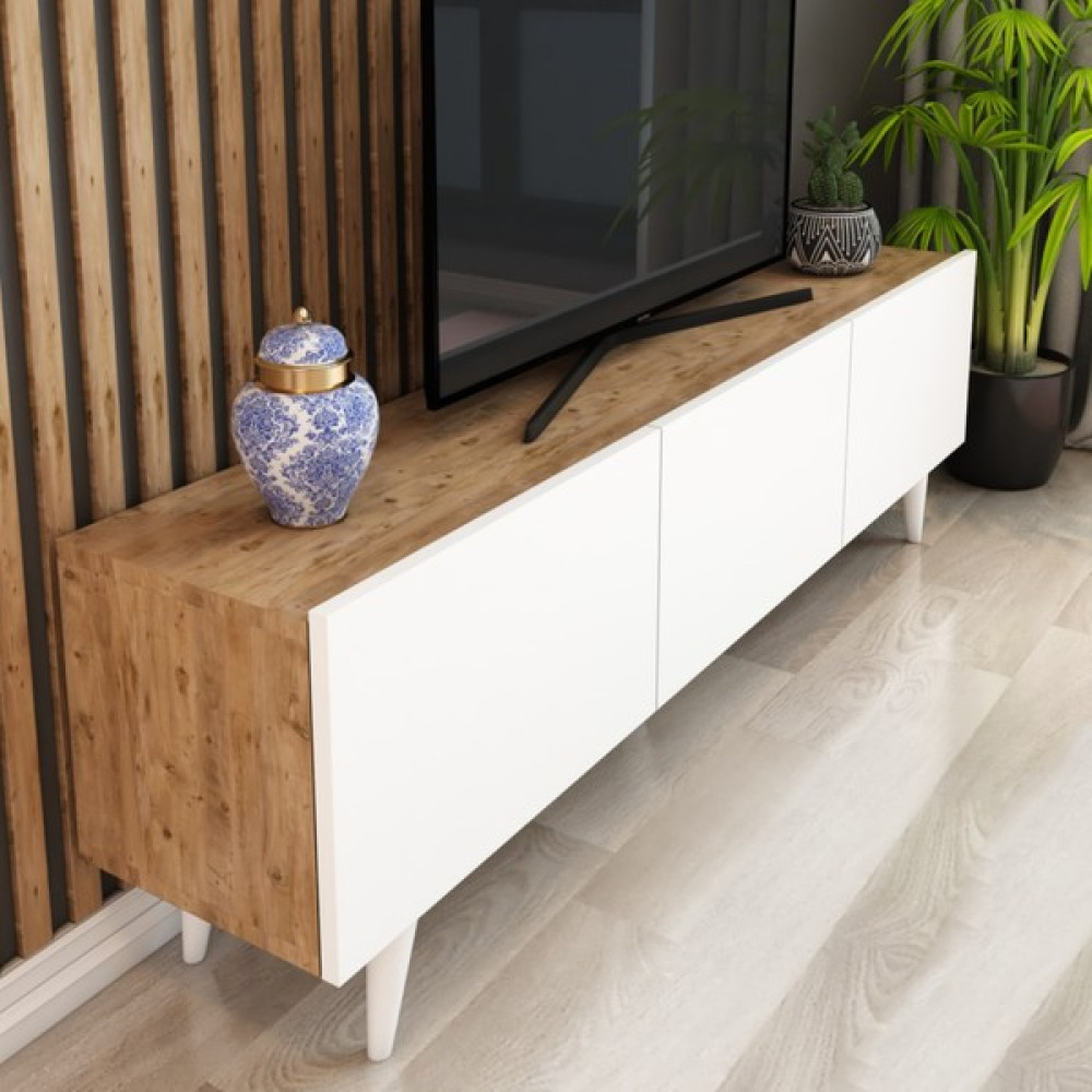 Izco Design Dream Tv Ünitesi 150 cm 3 Kapaklı Tv Sehpası Beyaz Atlantik Çam Tv Ünitesi / Sehpası Fiyatı
