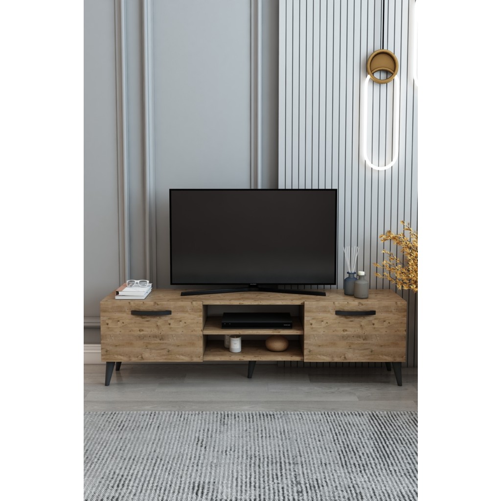 Izco Design Efes Tv Ünitesi 150 cm 2 Kapaklı Raflı Tv Sehpası - Atlantik Çam Tv Ünitesi / Sehpası Fiyatı