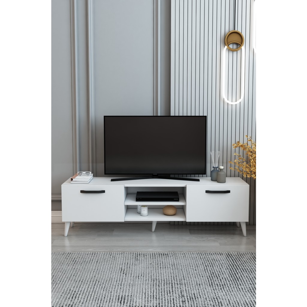 Izco Design Efes Tv Ünitesi 150 cm 2 Kapaklı Raflı Tv Sehpası - Beyaz Tv Ünitesi / Sehpası Fiyatı