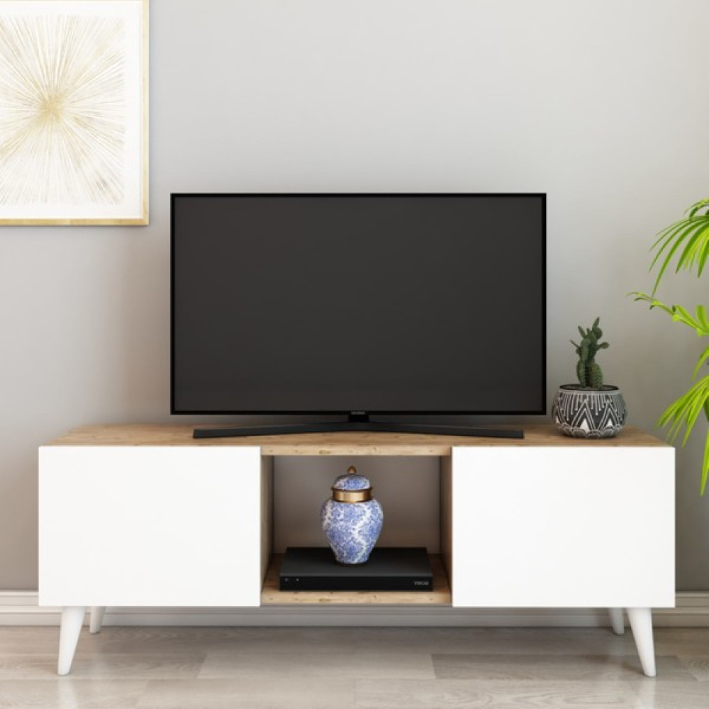 Izco Design Lena Tv Ünitesi 120 cm 2 Kapaklı Tv Sehpası Beyaz Atlantik Çam Renk Tv Ünitesi / Sehpası Fiyatı