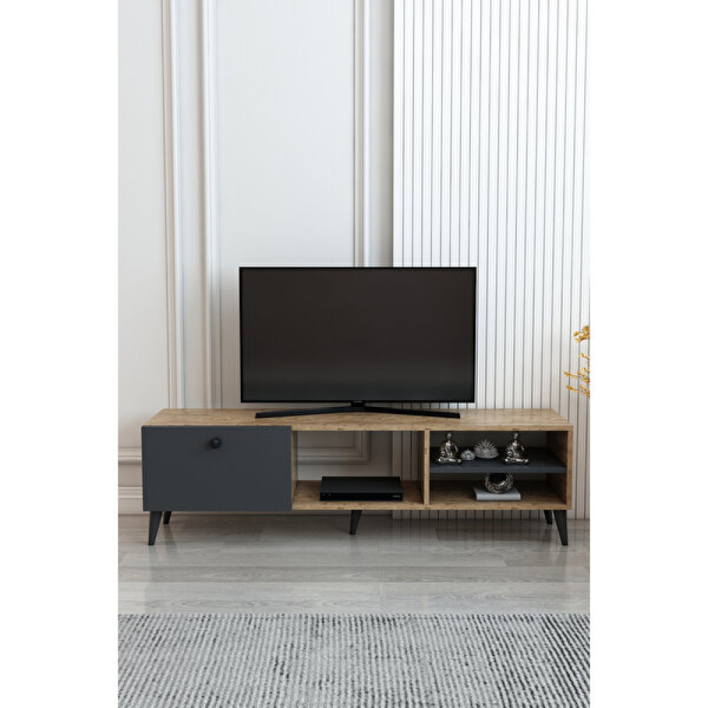 İzco Design Milano Tv Ünitesi 150 cm Genişlik Meşe Antrasit Tek Kapaklı Tv Sehpası Tv Ünitesi / Sehpası Fiyatı