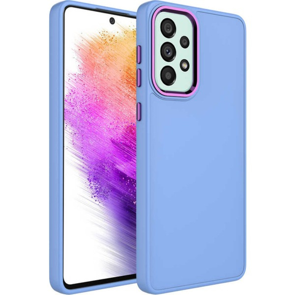 İzel Aksesuar Galaxy A23 Kılıf Metal Çerçeve ve Buton Tasarımlı Silikon Luna Kapak - Lila Cep Telefonu Kılıfı Fiyatı