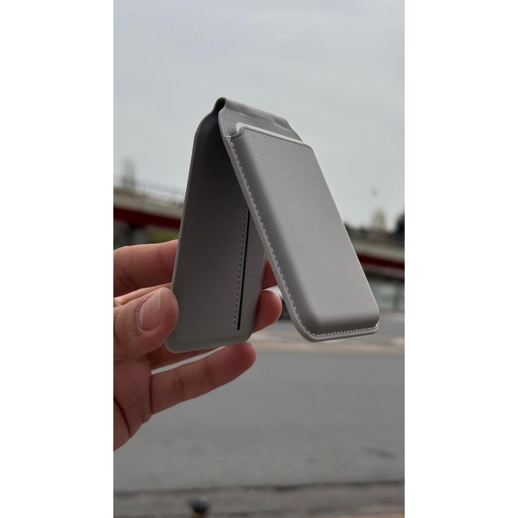 İzel Aksesuar Magsafe Mıknatıslı Stantlı Premium Kartlık Cüzdan Magsafe Özellikli Kılıf ve Cihazlar Için Uyumlu - Gri Diğer Fiyatı