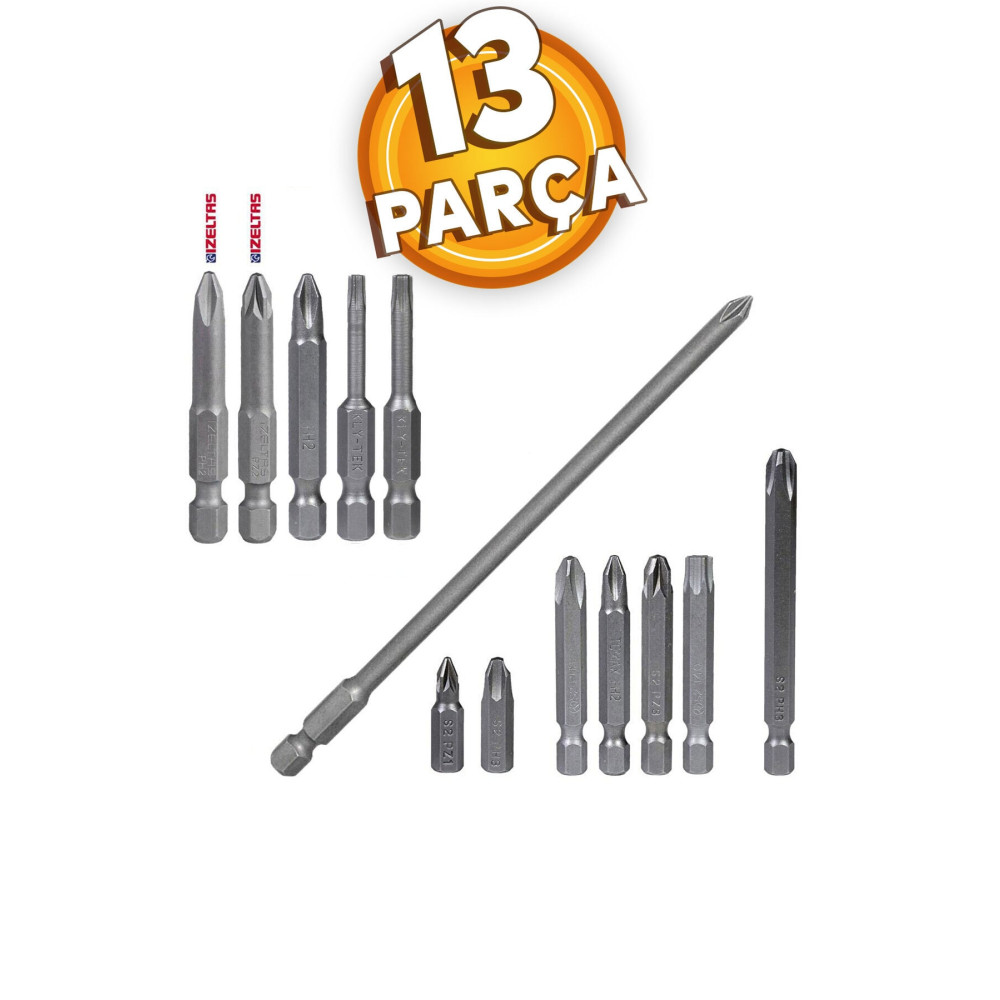 İzeltaş -klytek Matkap Bits Uç Vidalama Ucu Düz Yıldız Torx Uç (13 Parça) Yedek Parça - Elektrikli El Aletleri Fiyatı