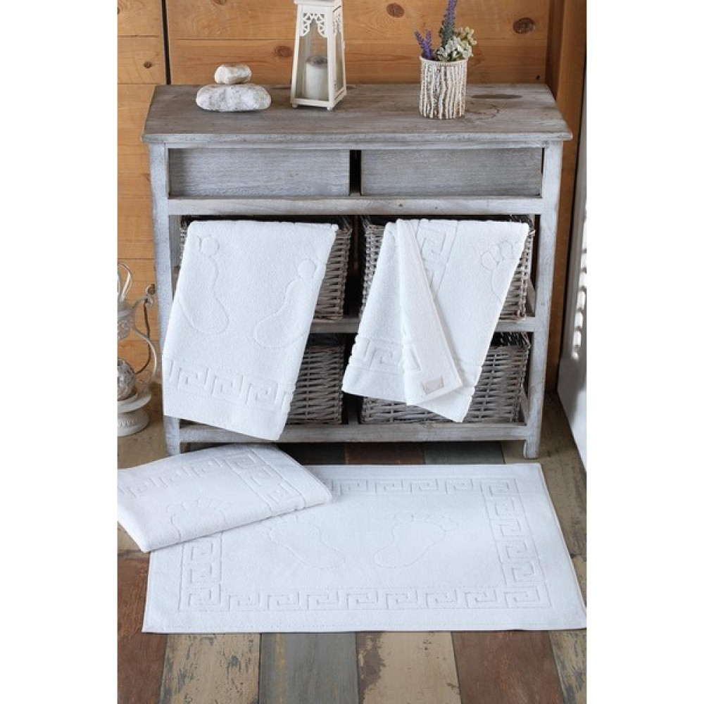 Izgi Concept 4'lü 50 x 70 cm Beyaz Pamuklu Yüksek Emici Özellikli Ayak Havlusu & Banyo Paspası Seti Ayak Havlusu Fiyatı