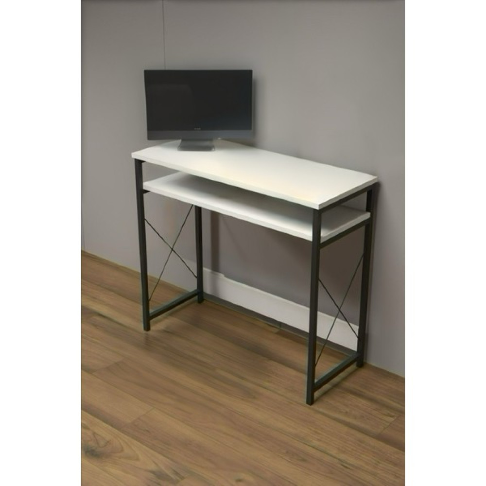 İzmir Alinda Mobilya Çalışma Masası Bilgisayar Laptop Ofis Masası Okul Ev Dresuar - 90 X 37 CM - Beyaz Çalışma Masası Fiyatı