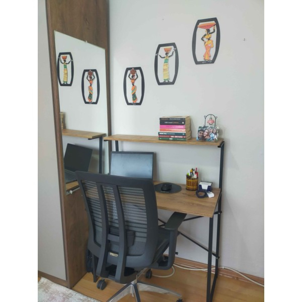 İzmir Alinda Mobilya Raflı Çalışma Masası Laptop Masası Organizer Düzenleyici - 90 cm - Kahverengi Çalışma Masası Fiyatı