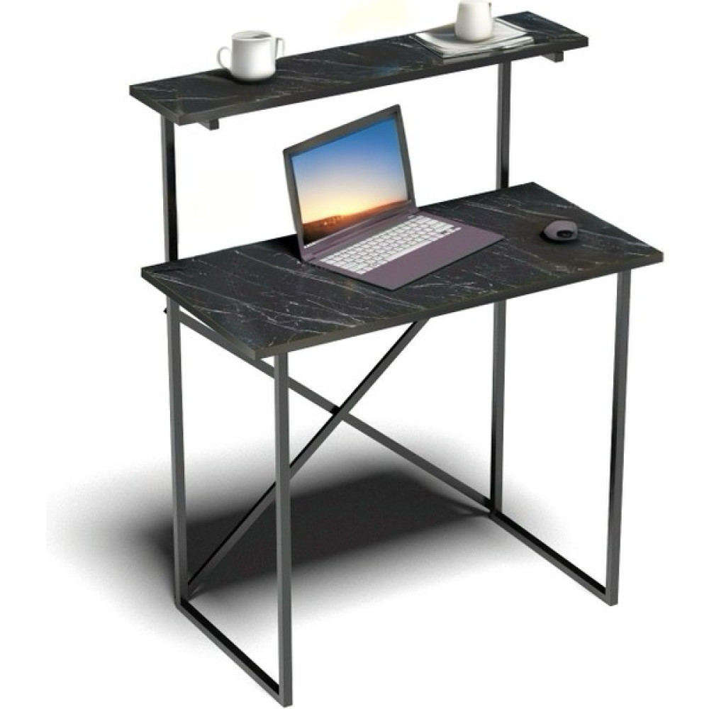 İzmir Alinda Mobilya Raflı Çalışma Masası Laptop Masası Organizer Düzenleyici - 90 cm - Siyah Mermer Çalışma Masası Fiyatı