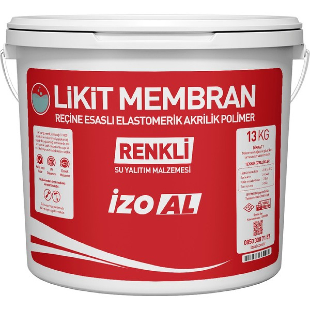 İZOAL 13 KG Yeşil Elastomerik Reçine Esaslı ve UV Dayanımlı Likit Membran Dış Cephe Yalıtım Malzemeleri Fiyatı