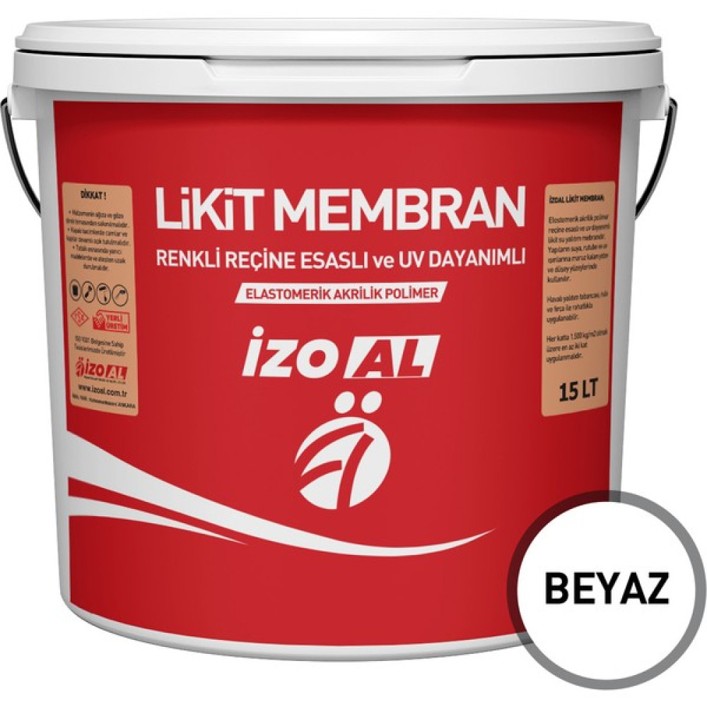 İzoal 15 Lt Elastomerik Reçine Esaslı ve Uv Dayanı mlı Likit Membran - Beyaz Dış Cephe Yalıtım Malzemeleri Fiyatı