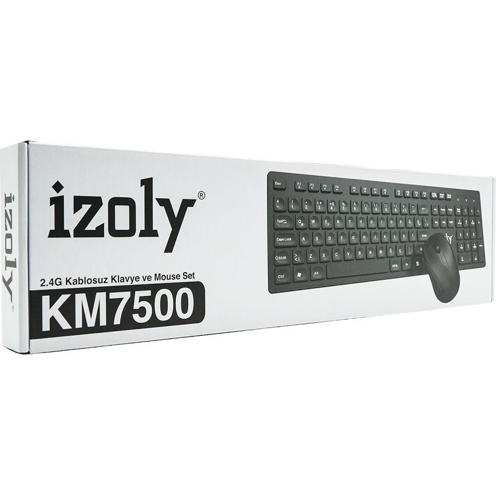 İzoly Izoly KM7500 Kablosuz Q- Klavye Mouse Set Siyah Klavye - Mouse Fiyatı