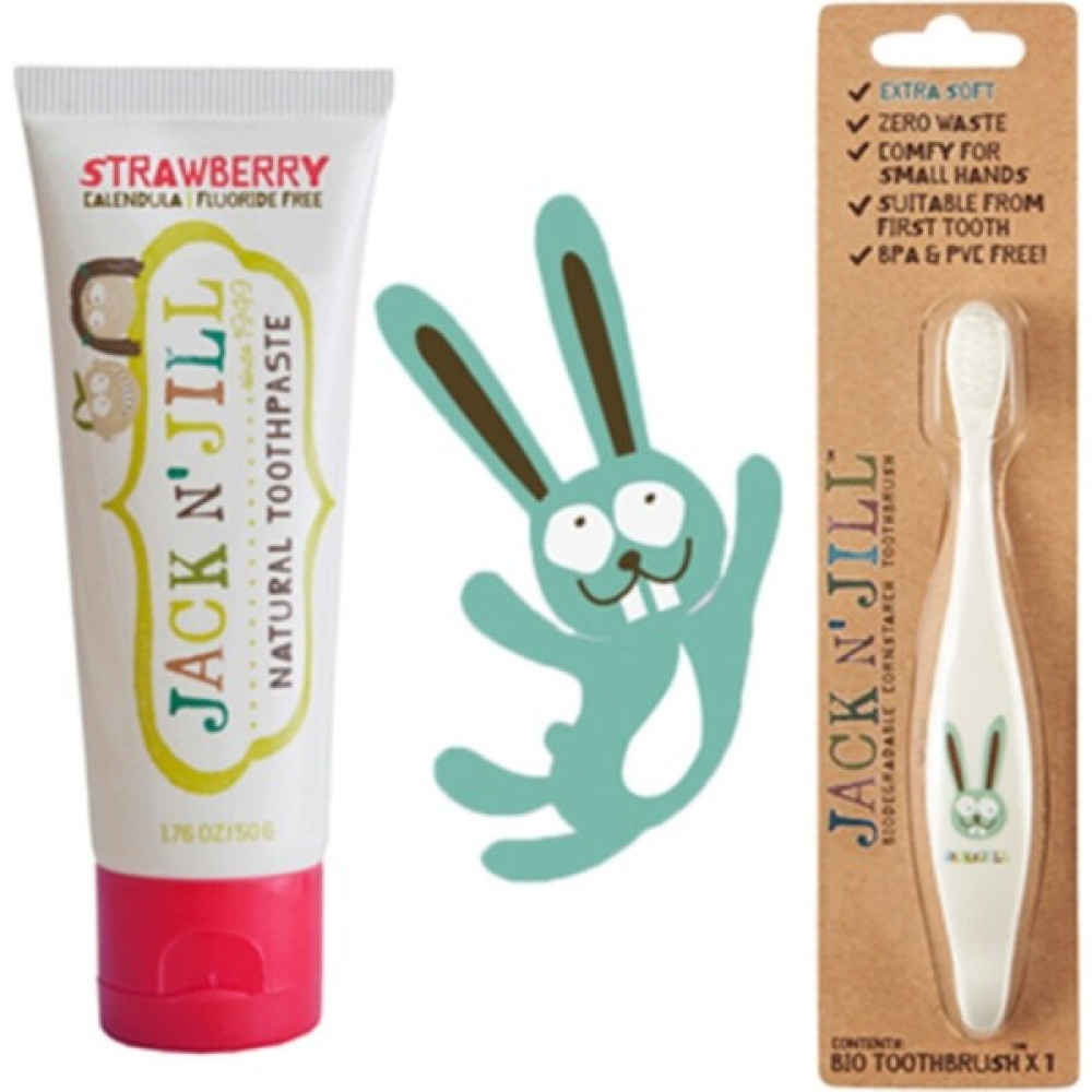 Jack And Jill Jack N'jill Çocuklar Için Tamamen Doğal Organik Çilek Aromalı Diş Macunu + Bunny Diş Fırçası Diş Fırçaları Fiyatı