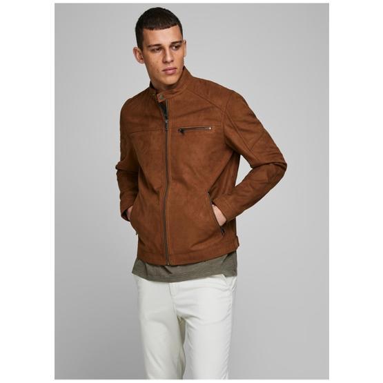 Jack & Jones 12147218 Erkek Jjerocky Jacket Noos Pıu Suni Deri Mont