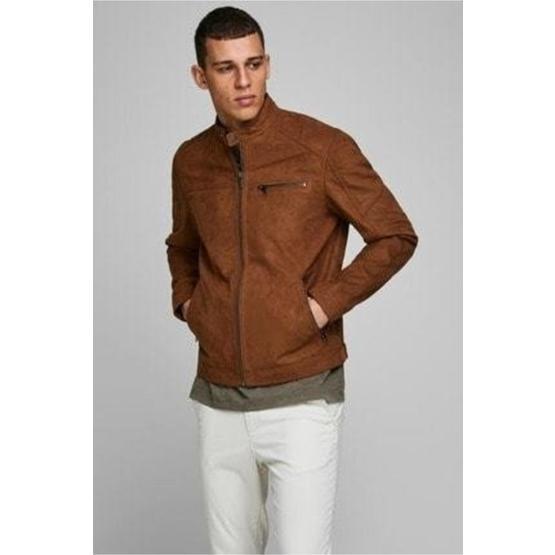 Jack & Jones 12147218 Erkek Jjerocky Jacket Noos Pıu Suni Deri Mont