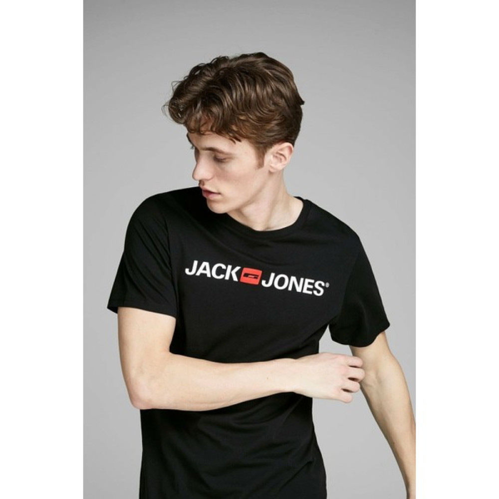 Jack & Jones Corp Logo Crew Neck Erkek Siyah Bisiklet Yaka Tişört Erkek T-shirt Fiyatı