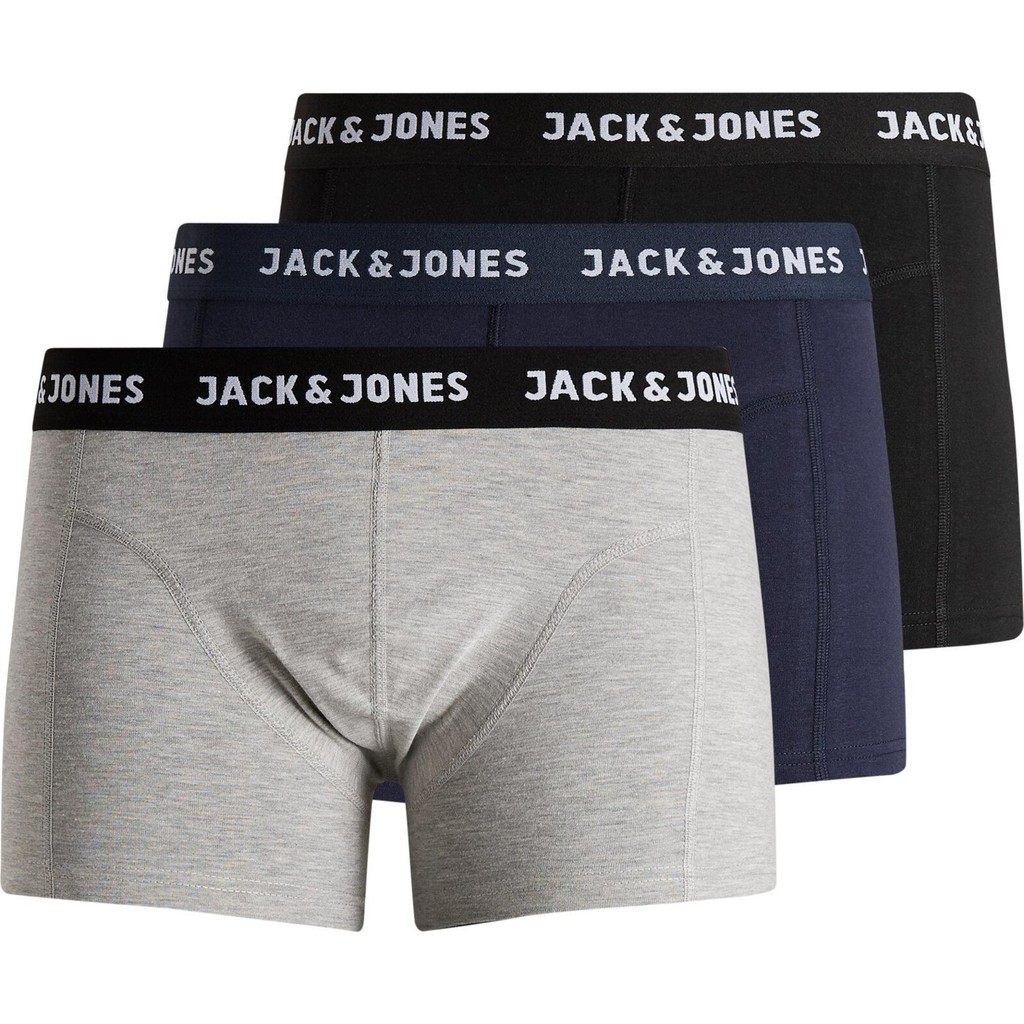 Jack & Jones JACANTHONY Erkek 3 Lü Set Siyah Boxer 12160750 Siyah Gri Laci 3 Renk Erkek Boxer Fiyatı