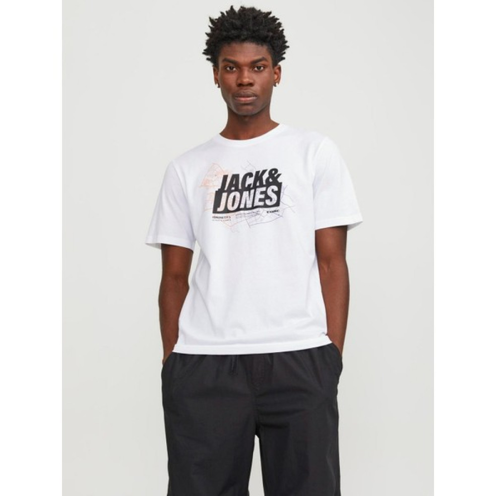 Jack & Jones Jcomap Logo Erkek Beyaz T-Shirt 12252376-White Erkek T-shirt Fiyatı