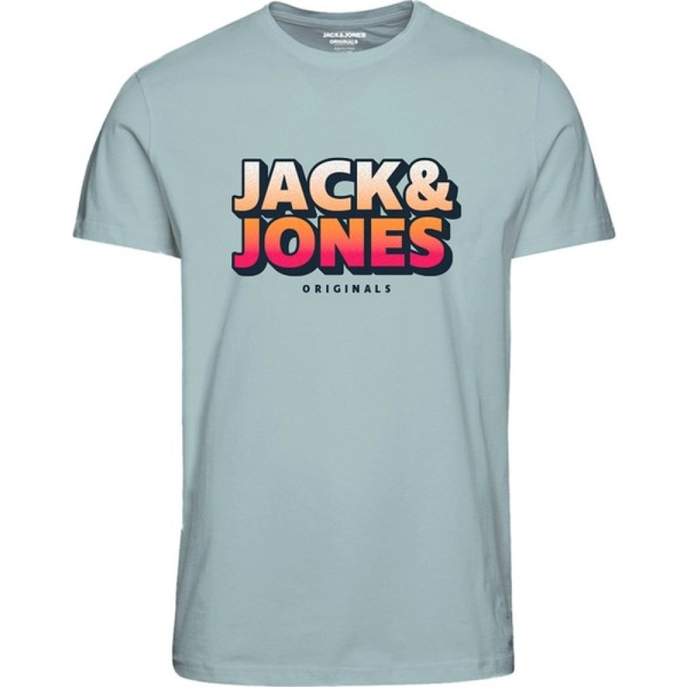 Jack & Jones Sıfır Yaka Baskılı Açık Mavi Erkek T-Shirt 12238135 Erkek T-shirt Fiyatı